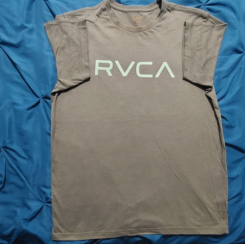 RVCA Charcoal Tee with Light Green Logo